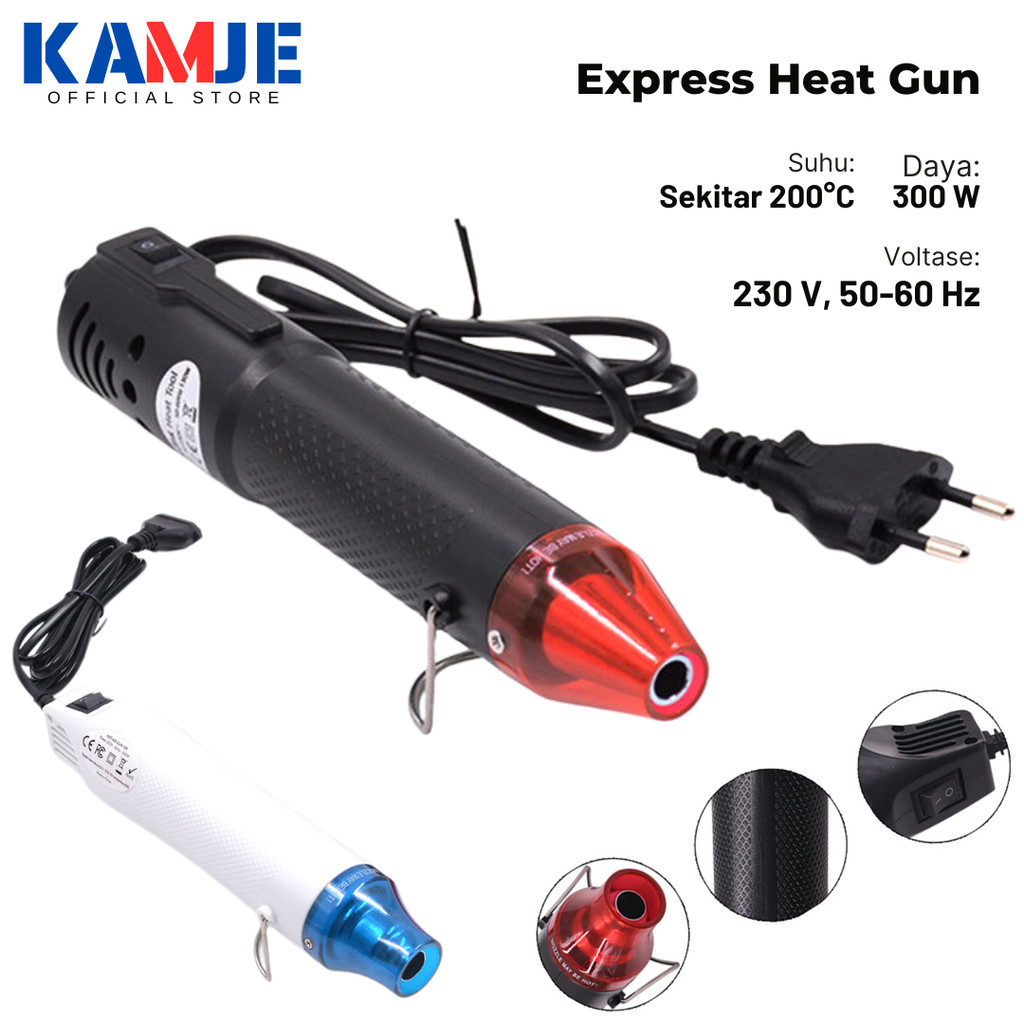 KAMJE Express Mini Heat Gun 300W Hot Air Blower 230V Alat Pemanas Serbaguna Portable KMJ7244 Harga 131,670 rupiah*Gratis Ongkir