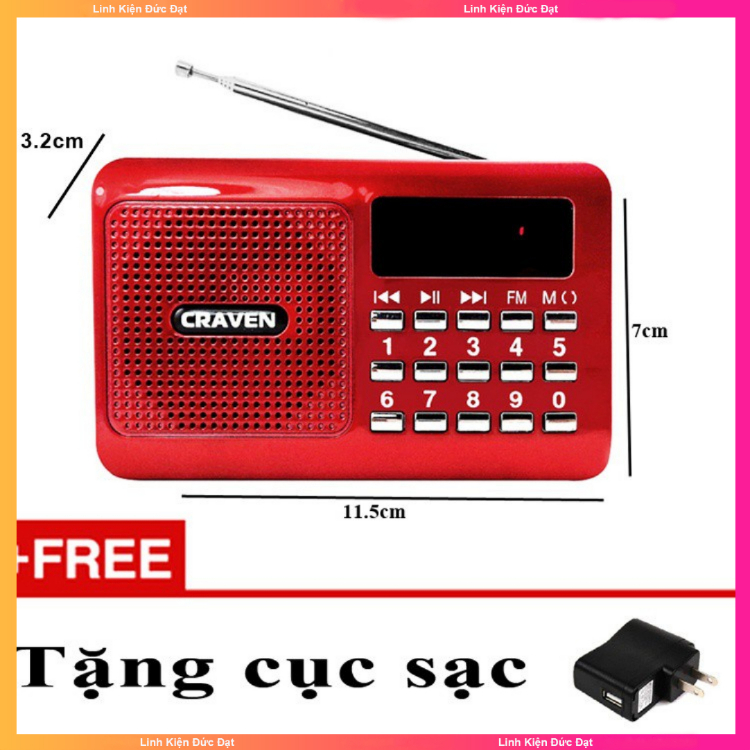 máy nghe đài FM hỗ trợ khe cắm thẻ nhớ và cổng usb, dùng để nghe pháp CARAVEN CR16 Giá  155,000 Đồng*Miễn phí vận chuyển