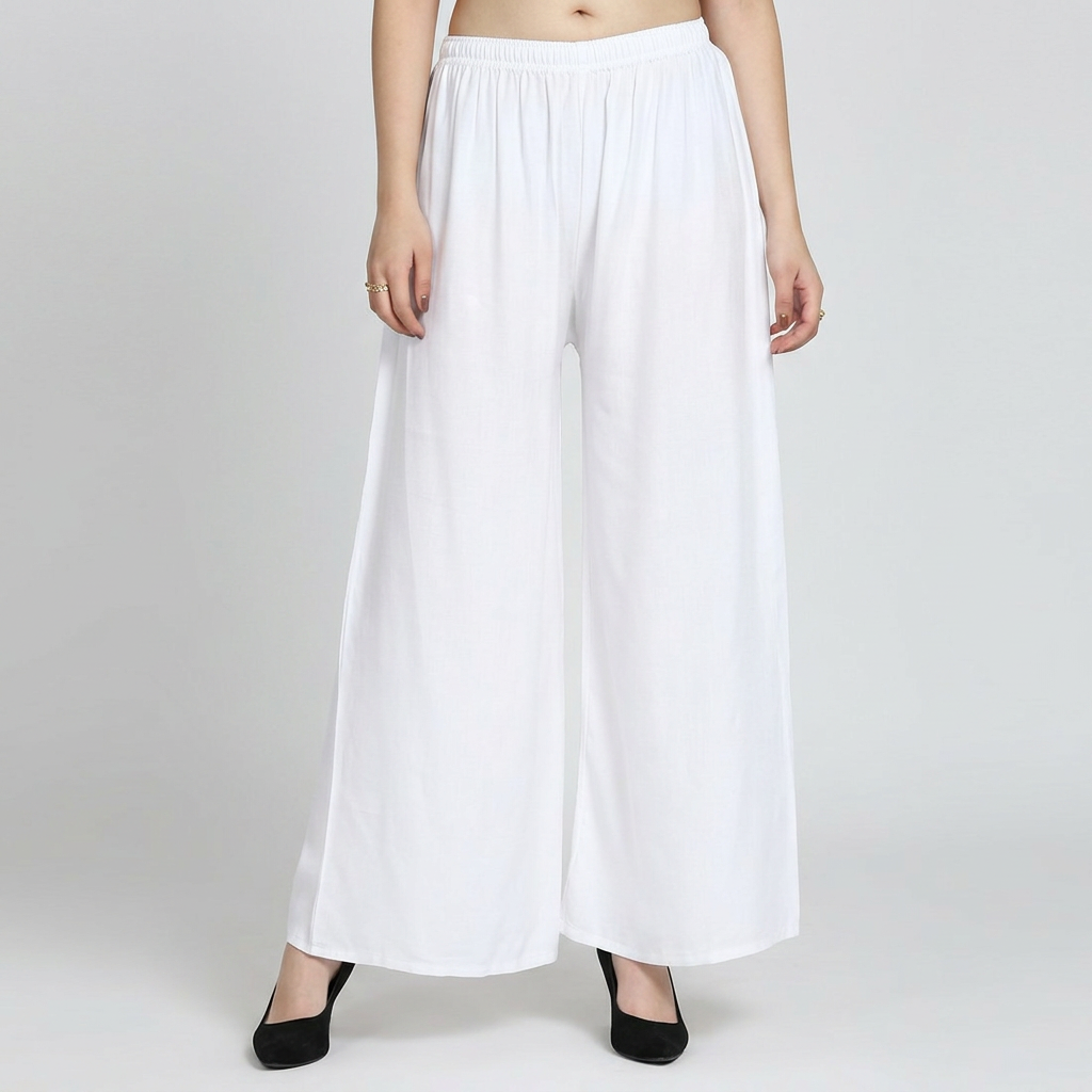 (Pack of 2) Women’s Flapper Style Jersey Palazzo Pants | Lightweight Summer Trousers | Soft Stretchable Daily Wear Bottoms | Stylish Relaxed Fit | Comfortable Medium to XL Sizes | Made in Pakistan | Casual Loose Fit Plain Plazo for Ladies