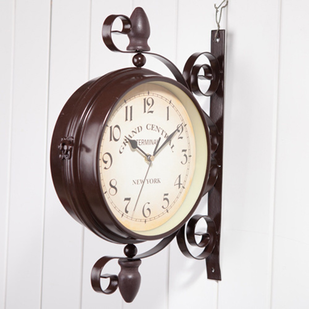 【Fast delivery】 Wall mount Double-Sided Clock Hanging Decor Double Sided Wall Clock Train Grand ราคา 1,813 บาท*ส่งฟรี