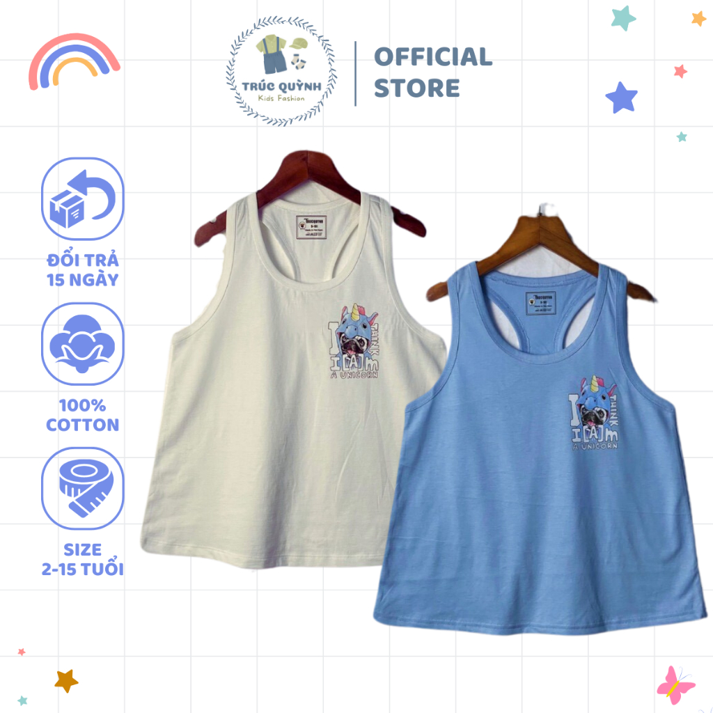 [GIFT] Áo thun ba lỗ Trúc Quỳnh Kids cotton mềm mịn cho làn da nhạy cảm của bé, thấm hút mồ hôi tốt thích hợp cho mùa hè