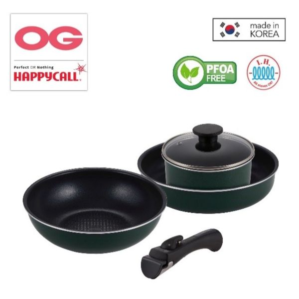 HAPPYCALL Easy Hands 5pcs Cookware Set (Induction Compatible) - Green (HEA-4900-1115) Singapore