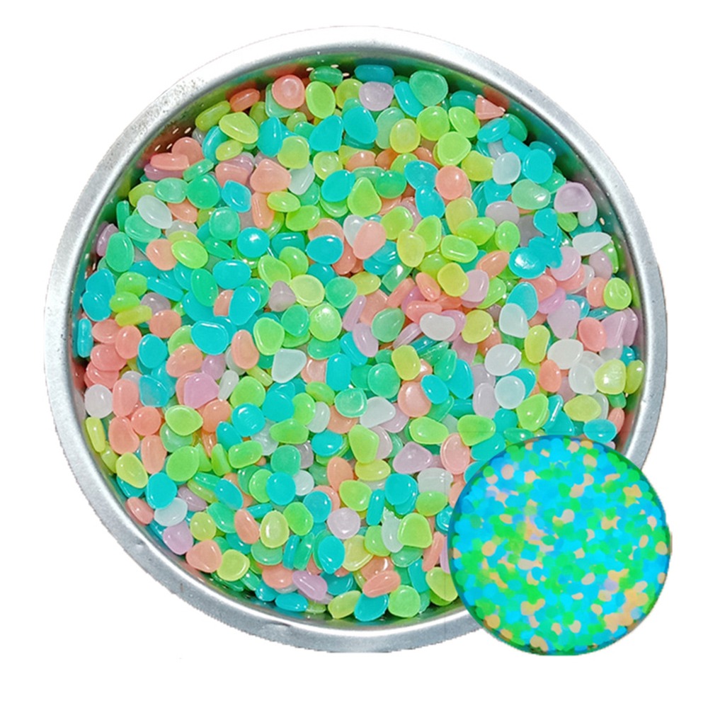 ZENDO12 600Pcs Nhựa Sỏi phát sáng trong bóng tối Đầy màu sắc mini Đá trang trí bể cá Bền bỉ Tự làm Sỏi phát sáng cho vườn Trang trí cảnh quan - 3