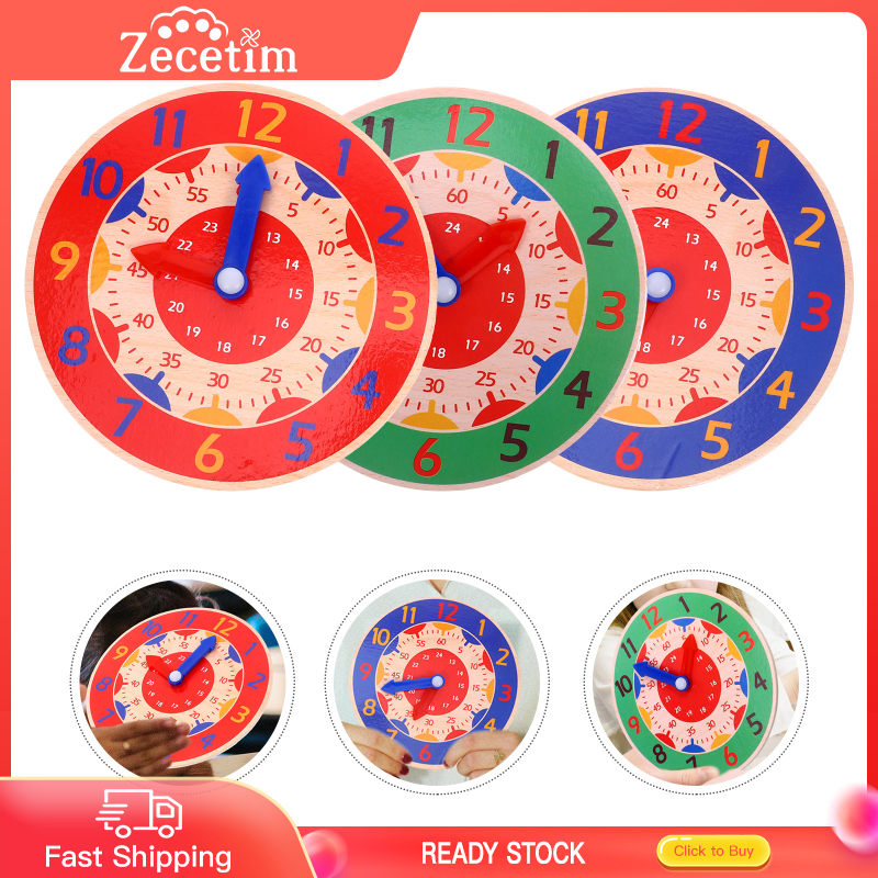 Zecetim 3PCS Đồ chơi đồng hồ giáo dục đồ chơi bằng gỗ đồ chơi đồ chơi đồ chơi đồ chơi cho trẻ em