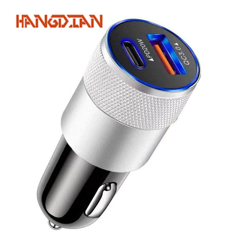 HANGDIAN High-Quality Metal Car Charger with USB-C for Fast Charging Devices ราคา 30 บาท*ส่งฟรี