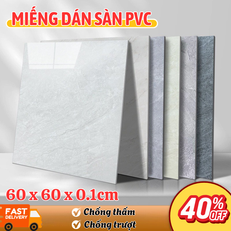 Miếng Dán Sàn PVC Vân Đá LILY'S DECOR Tự Dính 60x60cm Chống Nước Trang Trí Nội Thất Cao Cấp