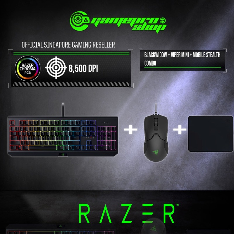 (PROMOTION) Razer Viper Mini Mouse + Razer BlackWidow Keyboard + Goliathus Mobile Stealth Mousepad Singapore