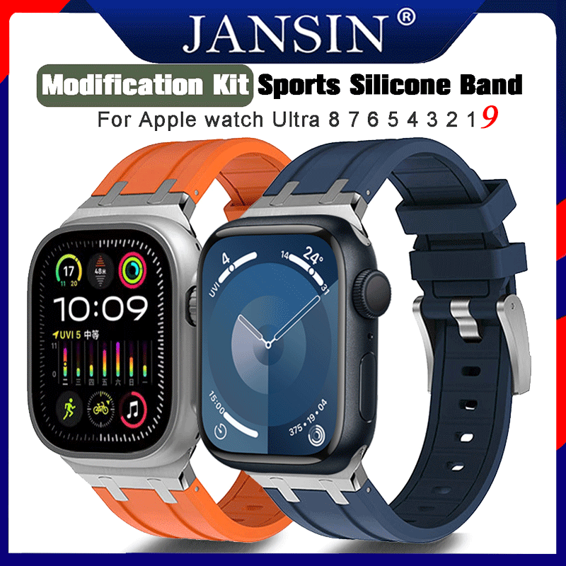 Dây đeo silicon AP cho Apple Watch Ultra 2 49mm Dây cao su mềm thể thao Đồng hồ thông minh iWatch Series 9 8 7 6 5 4 se2 45mm 44mm 42mm Vòng đeo tay