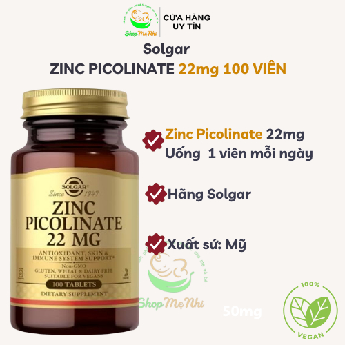 Viên uống Zinc picolinate 50mg 22mg hàng mỹ Now Foods / Solgar zinc. - - Ngăn ngừa và giảm Mụn rõ rệt vì kẽm có tác dụng tăng đề kháng và kháng thể, giúp diệt khuẩn và xây dụng hệ miễn dịch khỏe mạnh. Bsi thường cho thêm kẽm trong đơn để hổ trợ cho ai bị