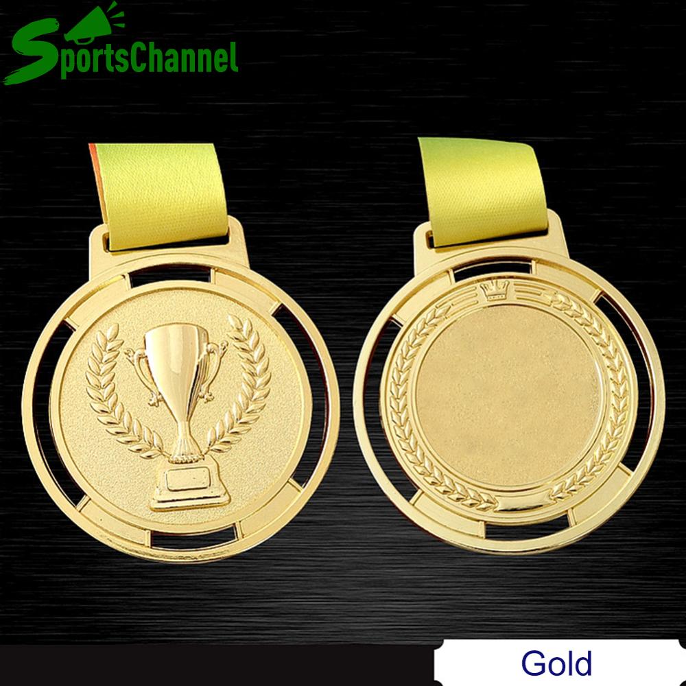 Sportschannel Torch huy chương lưu niệm Hợp kim kẽm thể thao phù hợp với giải thưởng cạnh tranh với dây đeo ruy băng
