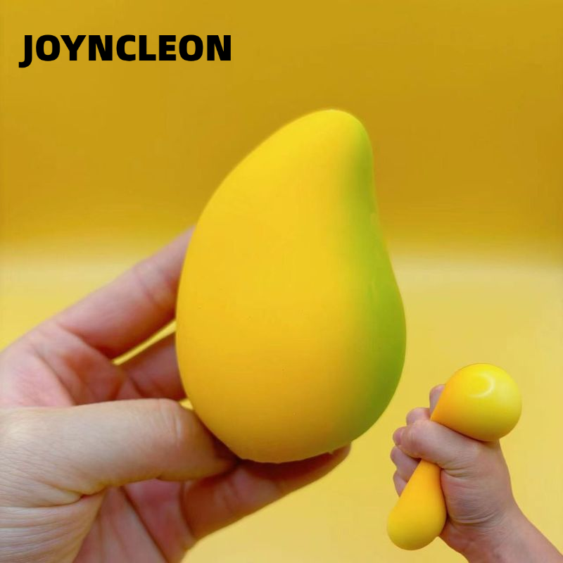 JOYNCLEON Cute Mango Squishy Toy for Stress Relief and Sensory Play - Fun & Soft Decompression Ball ราคา 35 บาท*ส่งฟรี