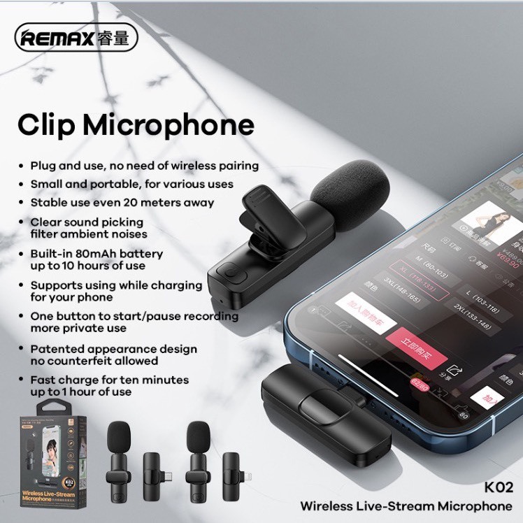 mic thu âm youtuber remax k02 Type-c/ @i phôn Li-ght-ning