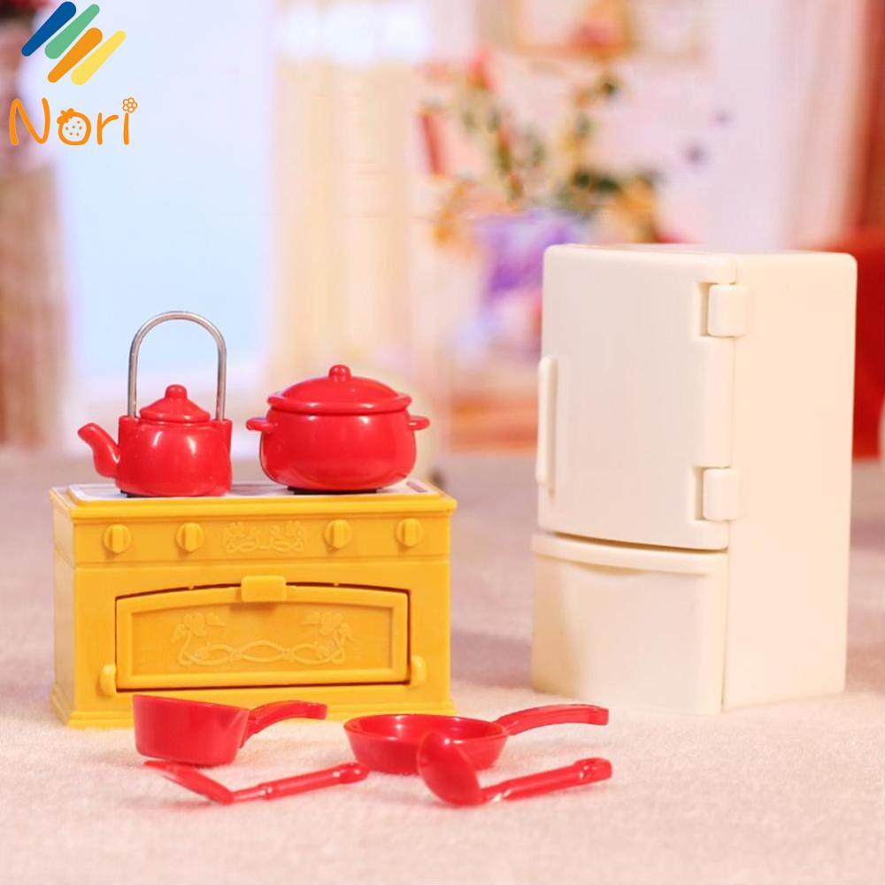 Nori chơi đồ chơi trong nhà thu nhỏ cảnh đồ nội thất trang trí phòng ngủ nhỏ nhà bếp nhỏ dollhouses phụ kiện búp bê