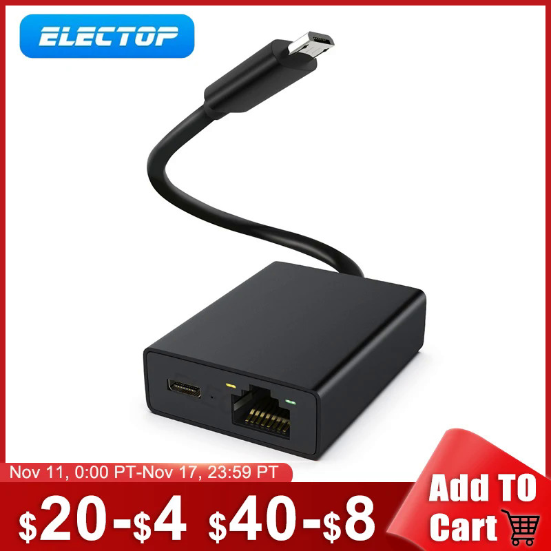 Electop USB Card mạng Ethernet Adapter Micro để 100M Card Mạng cho 4K lửa TV Stick Ethernet chuyển đổi Router