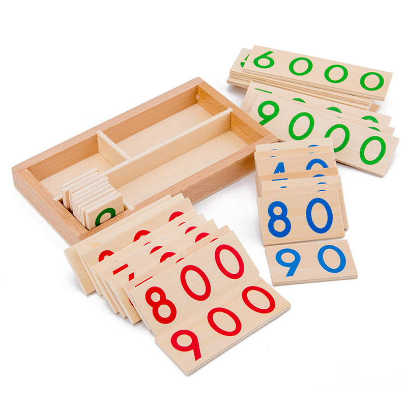 Wooden Number 1-9000 Learning Cards Math Teaching Aids Early Educational