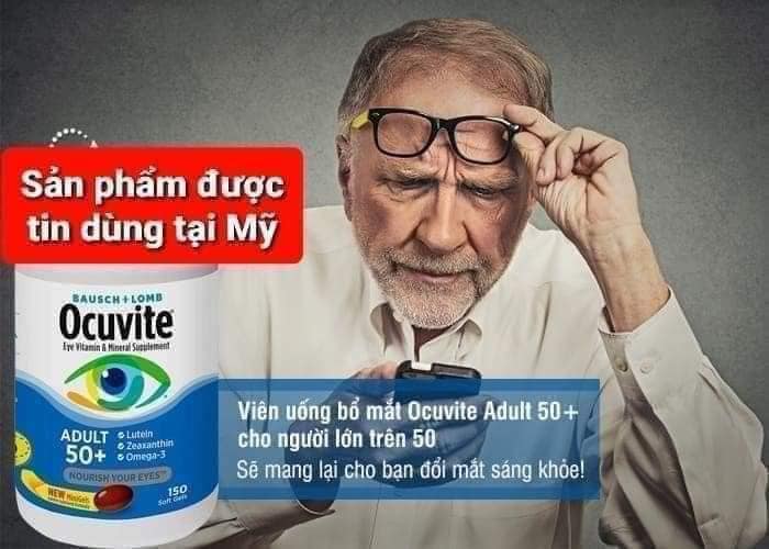 Viên Uống Bổ Mắt Ocuvite Lutein 150 viên của Mỹ dành cho người trên 50 tuổi