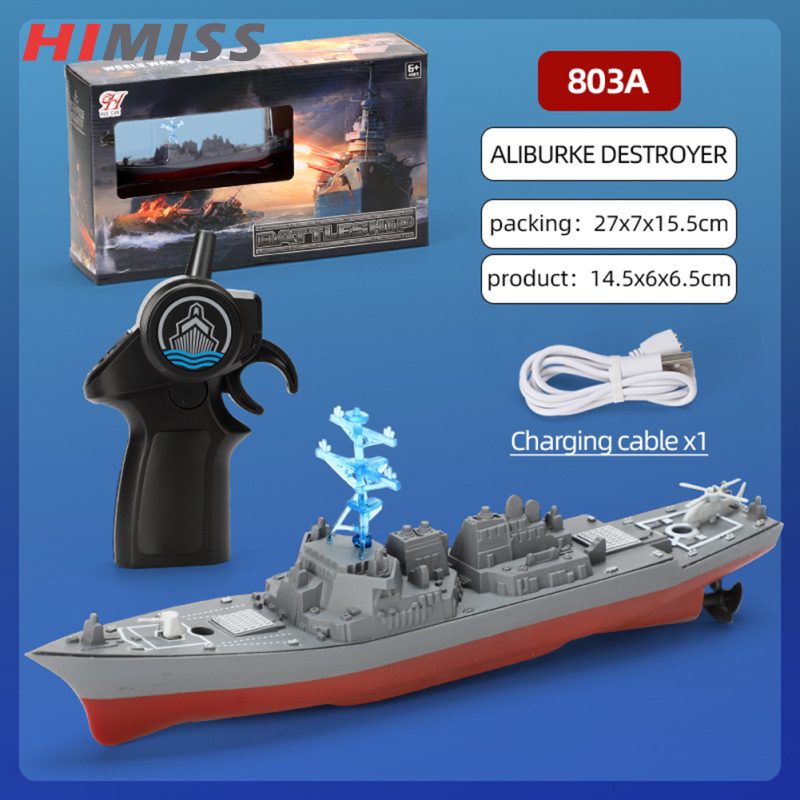 HIMISS RC 2.4g Remote Control Ship Simulation High-speed Warship Electric Mini Battleship Water Toy For Kids Gifts ราคา 339 บาท*ส่งฟรี