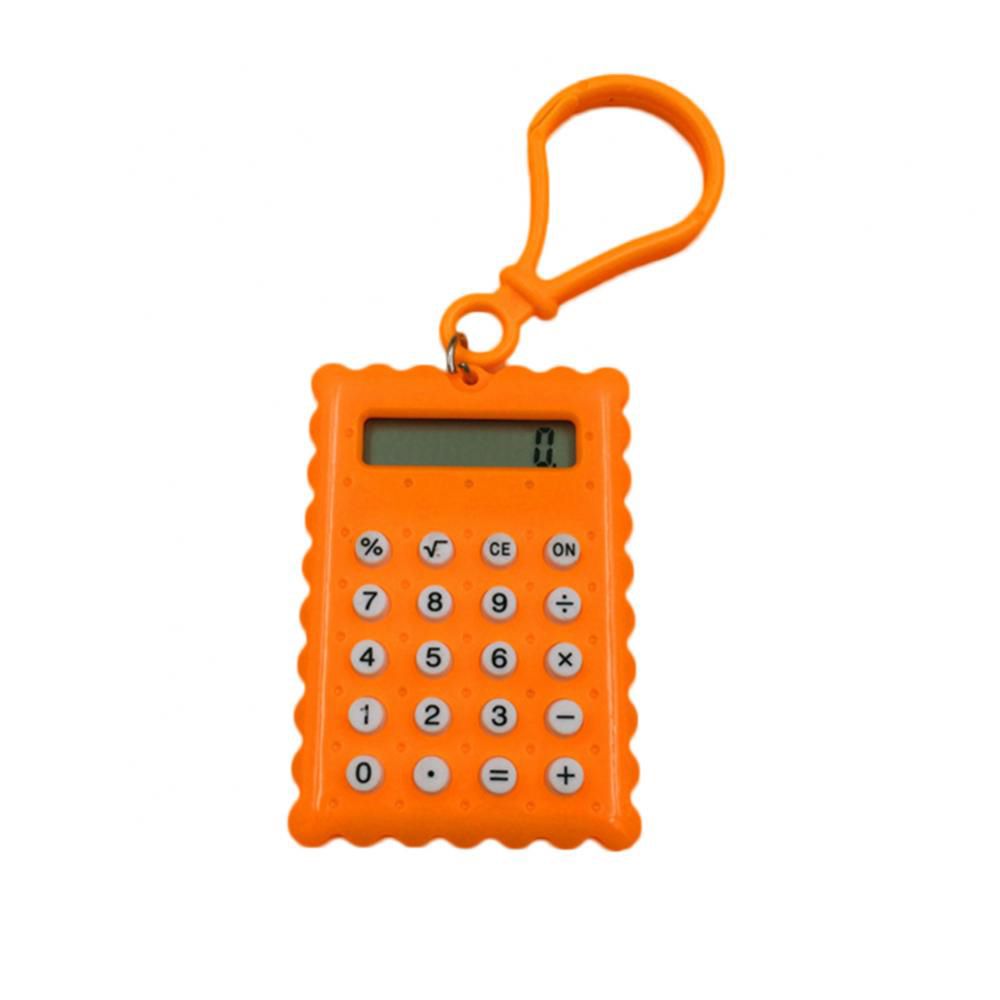 GGR Sáng Tạo Xách tay Nút Pin Biscuit Shaped Keychain Sinh viên Điện tử Máy tính Keyring Biscuit Tính Hình Máy Văn phòng phẩm Máy Tính điện tử - 4