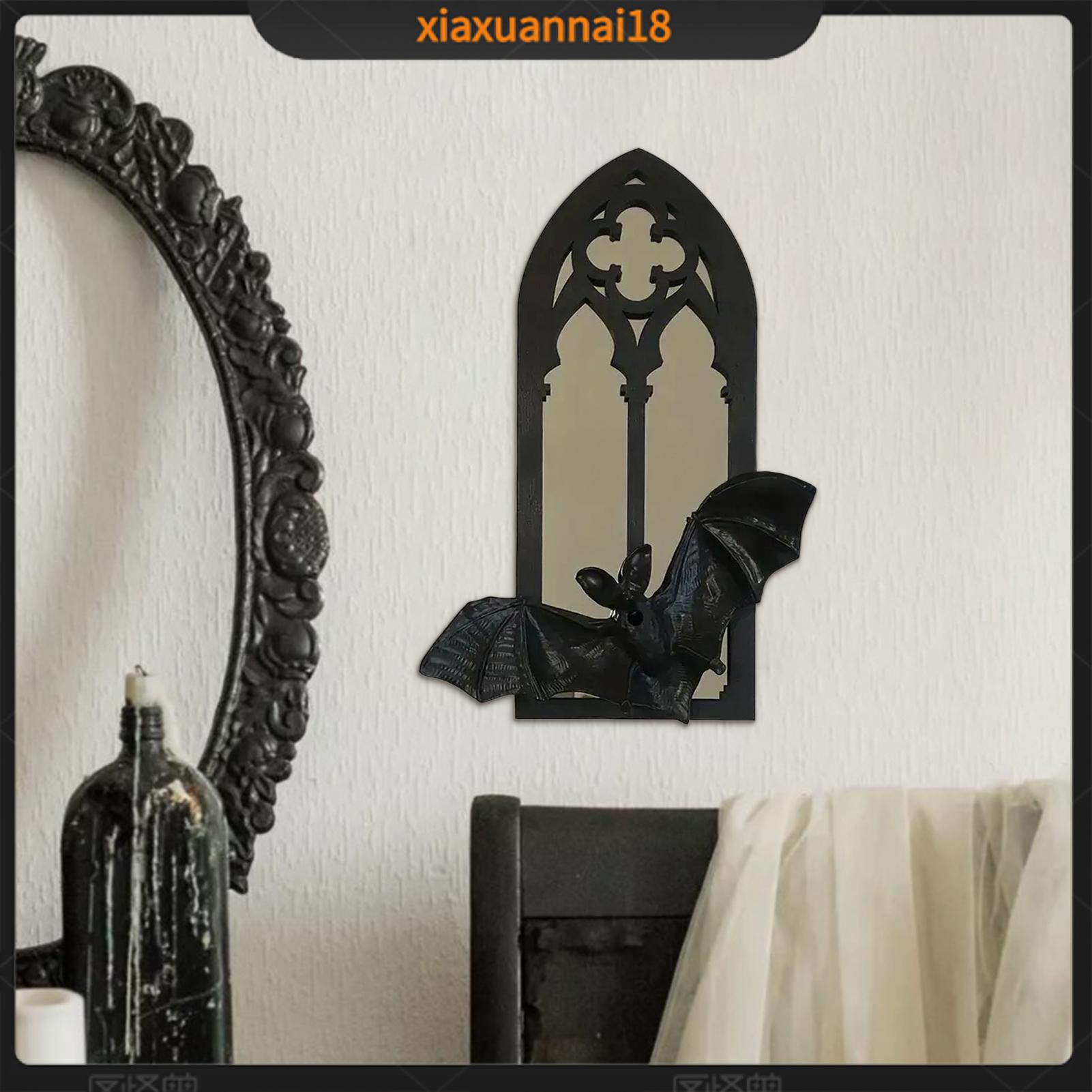 Xiaxuannai Nhà Thờ gương cửa sổ Trang Trí Gothic cổ điển có gương Gothic Bat Gương Cho Trang Trí Nội Thất phong cách Baroque Bằng Gỗ Gương Màu Đen Cho phòng khách phòng ngủ phòng tắm Độc Đáo Tường Trang Trí Nội Thất Mảnh