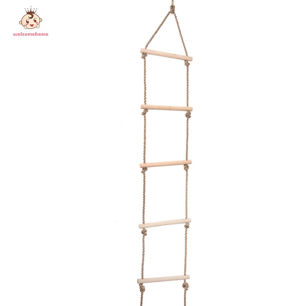 Wooden Rope Ladder Multi Rungs Children Climbing Toy Safe Sports Rope Swing