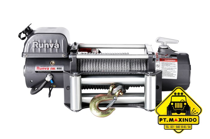 RUNVA ELECTRIC WINCH EWL-9000 12 VOLT KAPASITAS 4 TON ( ALAT DEREK ) Harga  9,750,000 Ringgit*Penghantaran Percuma