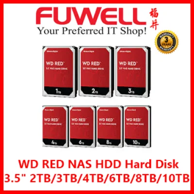 WD RED PLUS NAS HDD Hard Disk 3.5 : 14TB /12TB / 10TB / 8TB / 6TB / 4TB / 3TB / 2TB / 1TB. WDˉSingapore Warranty 3 Years.( WD Official Partner)