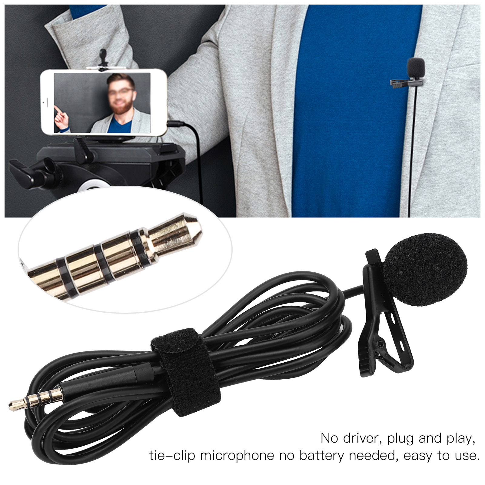 Điện thoại cài áo di động Akozon 1 5m dành cho phỏng vấn qua điện thoại - Mic ghi âm chuyên nghiệp để ghi âm