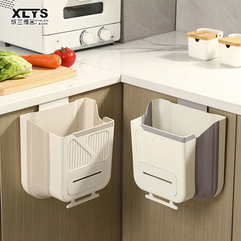 Household foldable trash cans, kitchen cabinet doors, hanging trash cans, creative sorting, thickened garbage baskets ราคา 114 บาท*ส่งฟรี