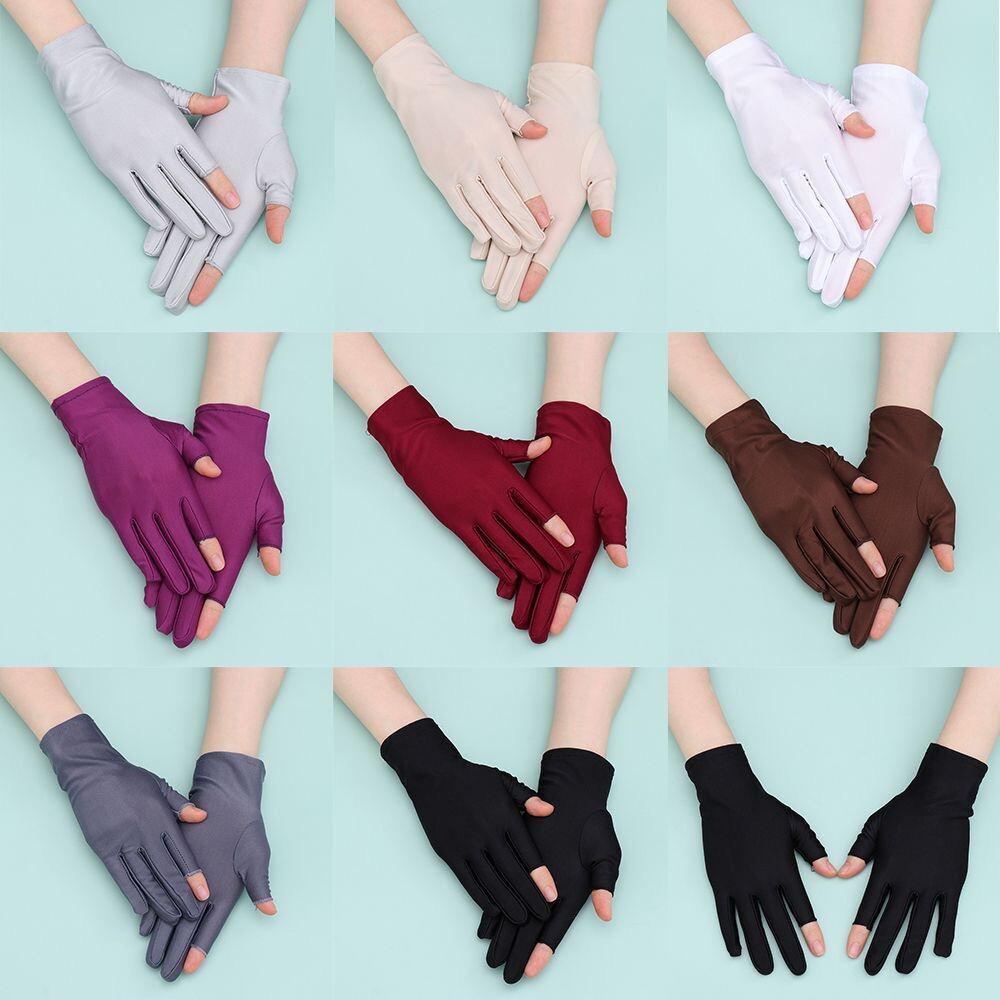 Găng Tay nữ chống nắng thun lạnh Găng Tay lái xe hở 2 ngón dễ dàng thao tác điện thoại và đếm tiền - Shop Kim Yến 5 - 4