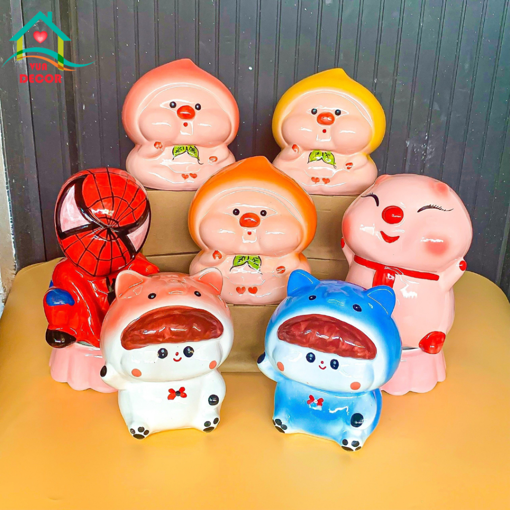 Lợn tiết kiệm Bát Tràng🐷Heo sứ-Lợn Đất-Ống đựng tiền Decor, Gốm sứ Bát Tràng phủ men, VuaDecor