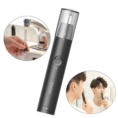 SHOWSEE Electric Mini Nose trimmers Portable Ear Nose Hair Shaver hair Clipper Waterproof Safe Cleaner-C1-BK