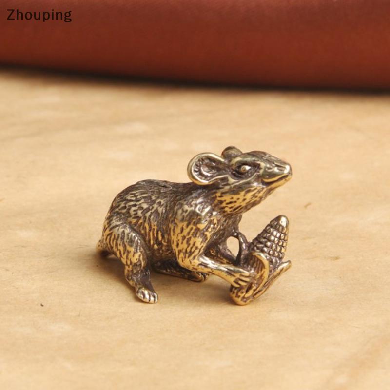 【ZP】 Cute Jewerry Đồng thau Chuột động vật tình yêu gạo bức tượng Xe móc chìa khóa mặt dây chuyền đồ trang sức DIY Keyring treo phụ kiện dễ thương rat Keychain Quà Tặng