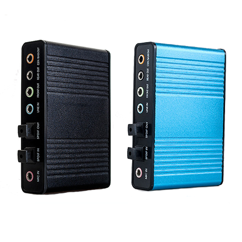 Card âm thanh ngoài sợi quang USB 5.1 HD cho máy tính để bàn máy tính xách tay màu xanh