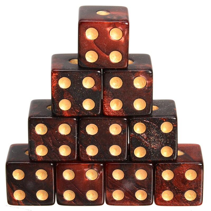 10pcs 16mm 6 Sided Spot Dice Acrylic Right Angle Dice Portable For Table Board Funny Games Party Bar School Outdoor Group Tool