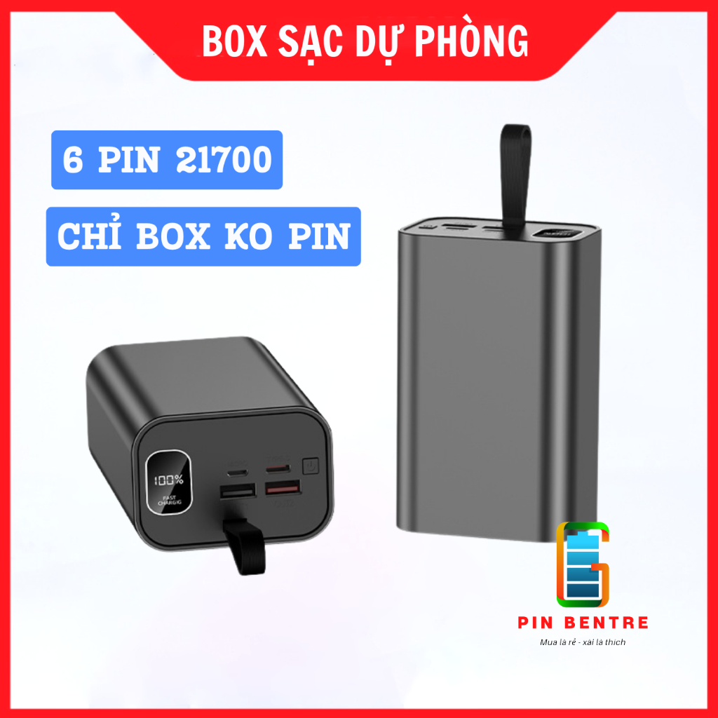  Box Sạc Sự Phòng 22.5W Vỏ Nhôm Chứa 6 Viên 21700  Chưa Có Pin  