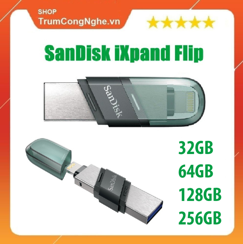 Bảng giá USB 3.1 OTG SanDisk iXpand Flash Drive Flip 32GB 64GB 128GB 256GB (Bạc) Phong Vũ