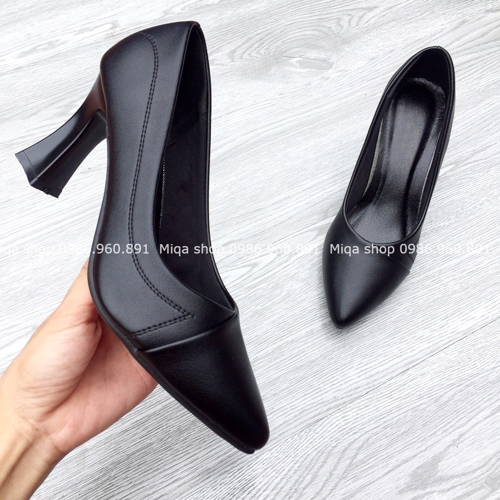  Giày cao gót da mềm 5cm 7cm hoạ tiết thêu cách điệu- Giày cao gót công sở Made in Việt Nam 