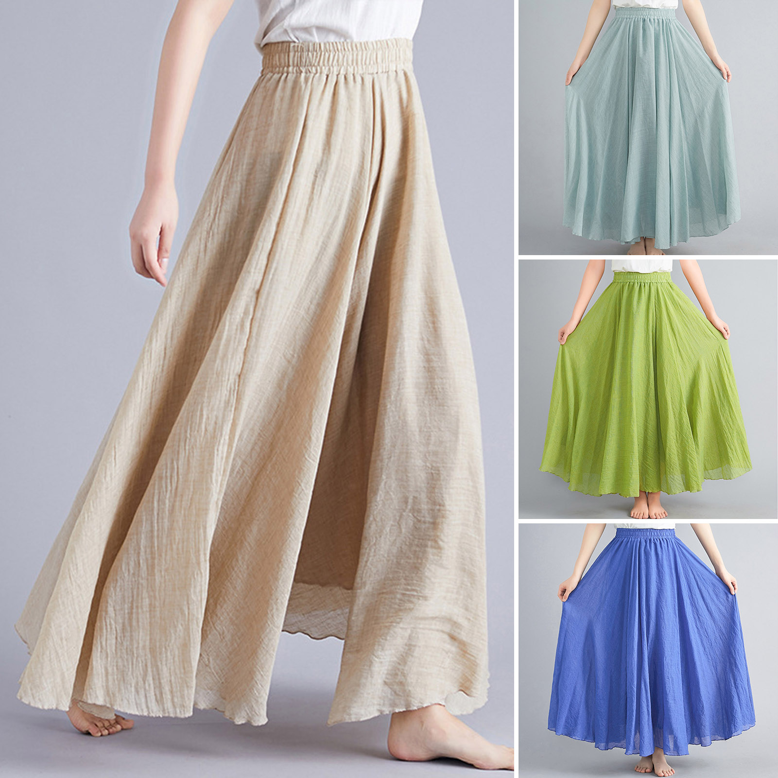 Goodbro Phụ Nữ Chân Váy Maxi Phụ nữ dài Váy phong cách dân tộc Chân Váy Maxi Cho mặc hàng ngày Mềm Mại Vải Thoáng Khí A-Line Cắt Thắt lưng co giãn Hoàn Hảo Cho Phụ Nữ