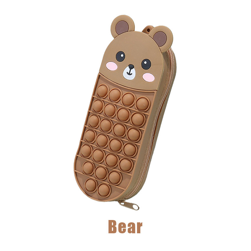 Tempat Pensil Case Pop It Anak Perempuan Laki Laki Import Kartun Karakter Unicorn Dinosaurus