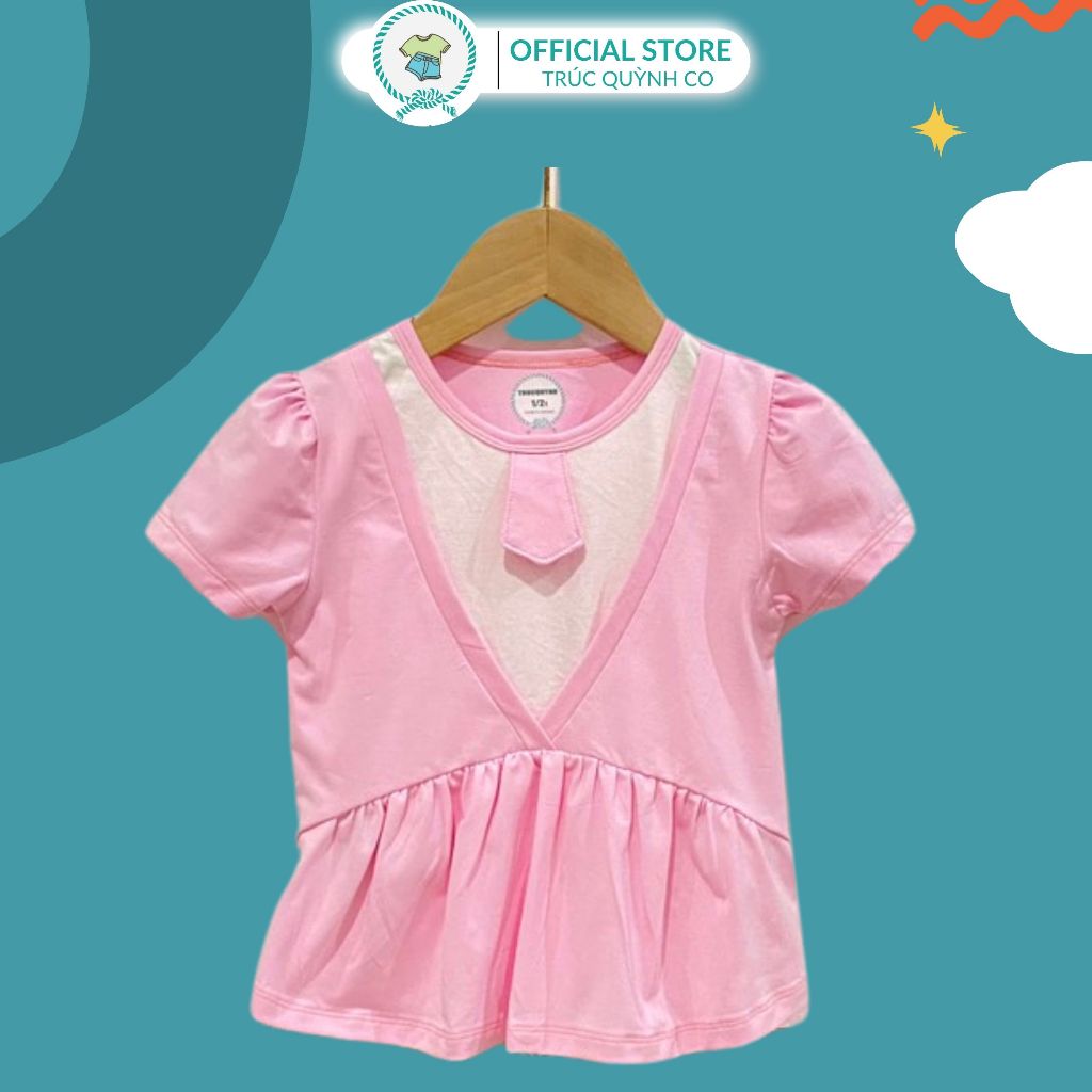 Áo Thun Bé Gái oversize Cổ Tròn In Hình Cà Vạt Truc Quynh Co Cho Bé 12-33kg - 9