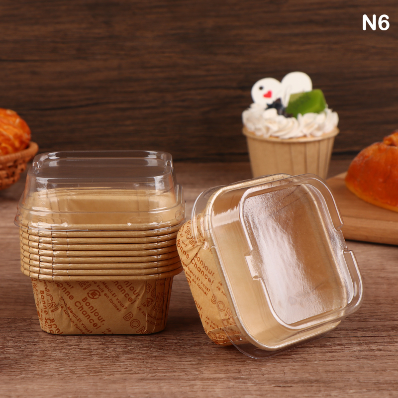 DUDHW2 10 cái Muffin bánh cốc giấy vuông cupcake lót nướng bánh muffin hộp ly