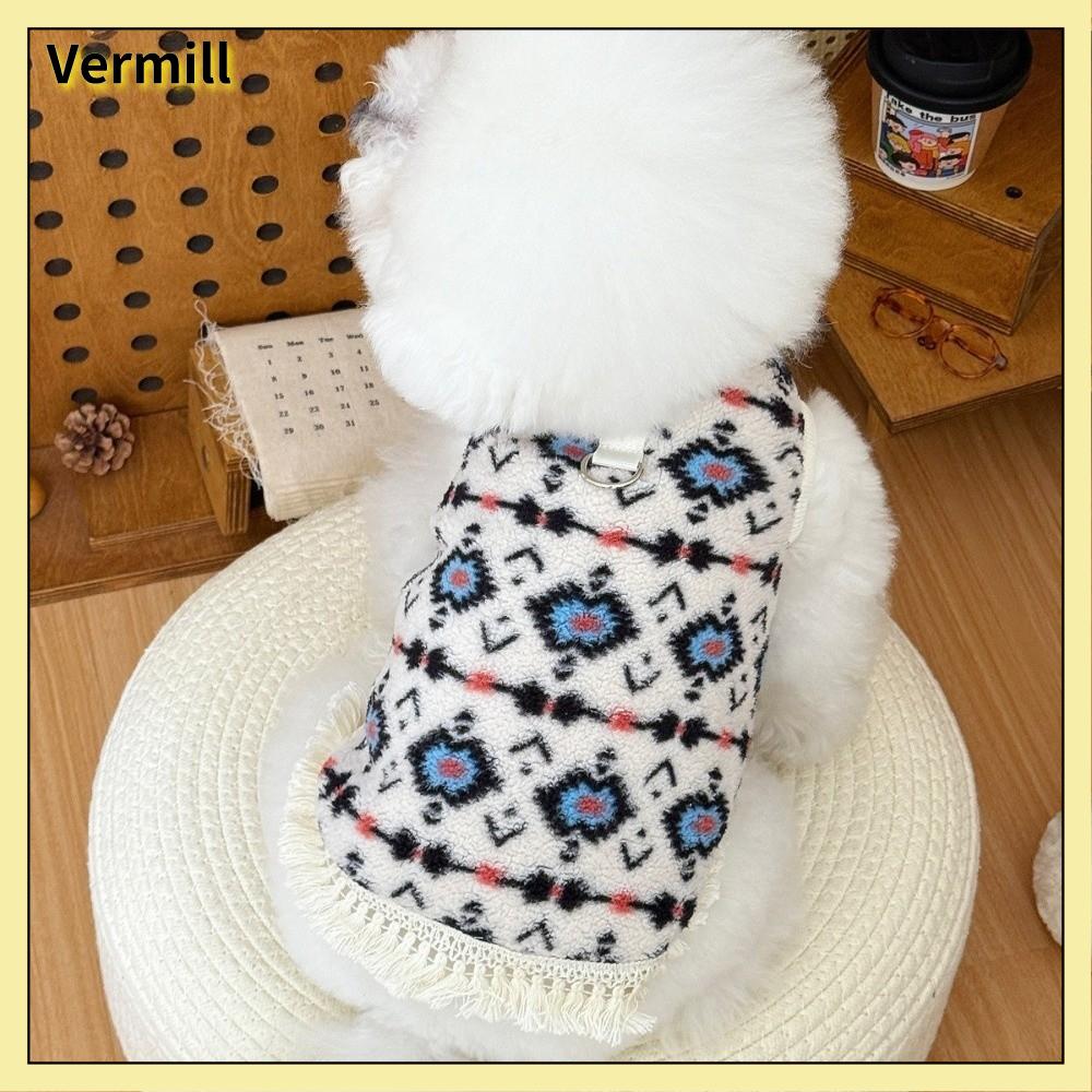 VERMILL Thiết kế dễ thương Áo len cho thú cưng Chất liệu ấm áp Mẫu sắc tộc Quần áo thú cưng  Ấm cúng Áo vest cho chó con Mùa đông