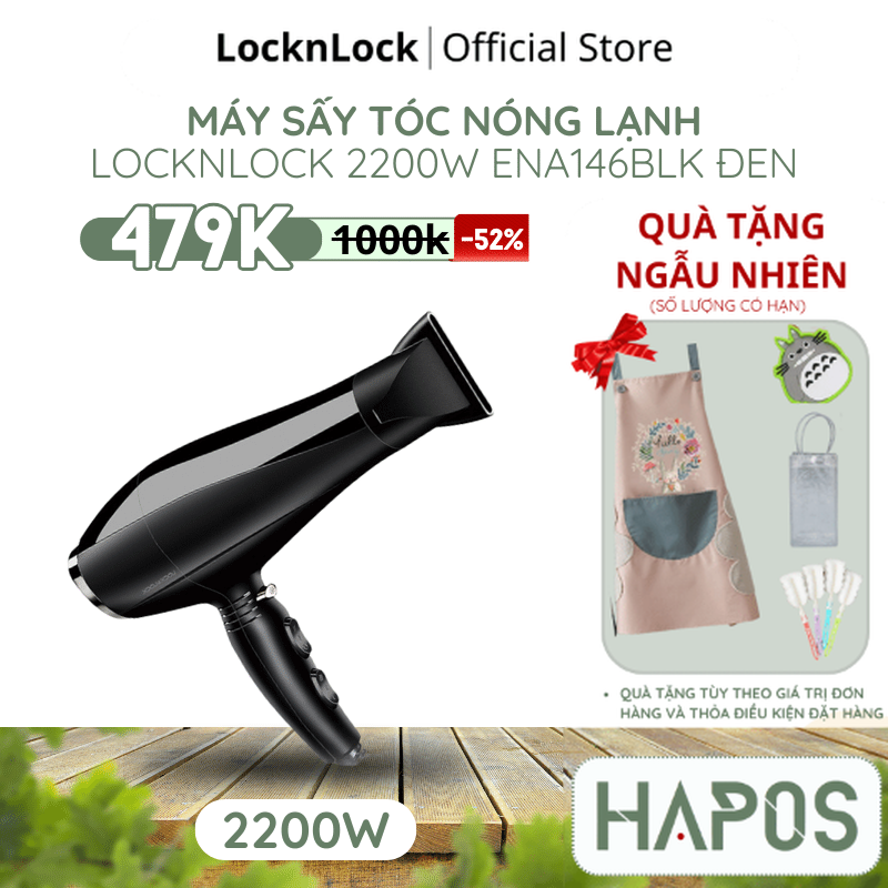 Máy sấy tóc locknlock màu đen 220-240v ena146blk - hapos