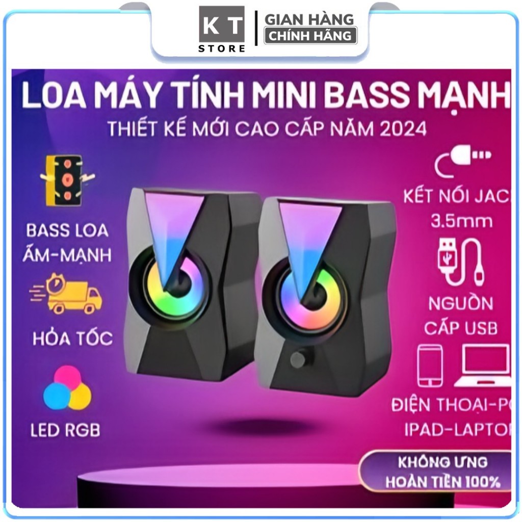 Loa Vi Tính ASUS 629 - Loa Mini Đổi Màu Có Đèn LED,  Bass Rõ Ràng, Đầu USB