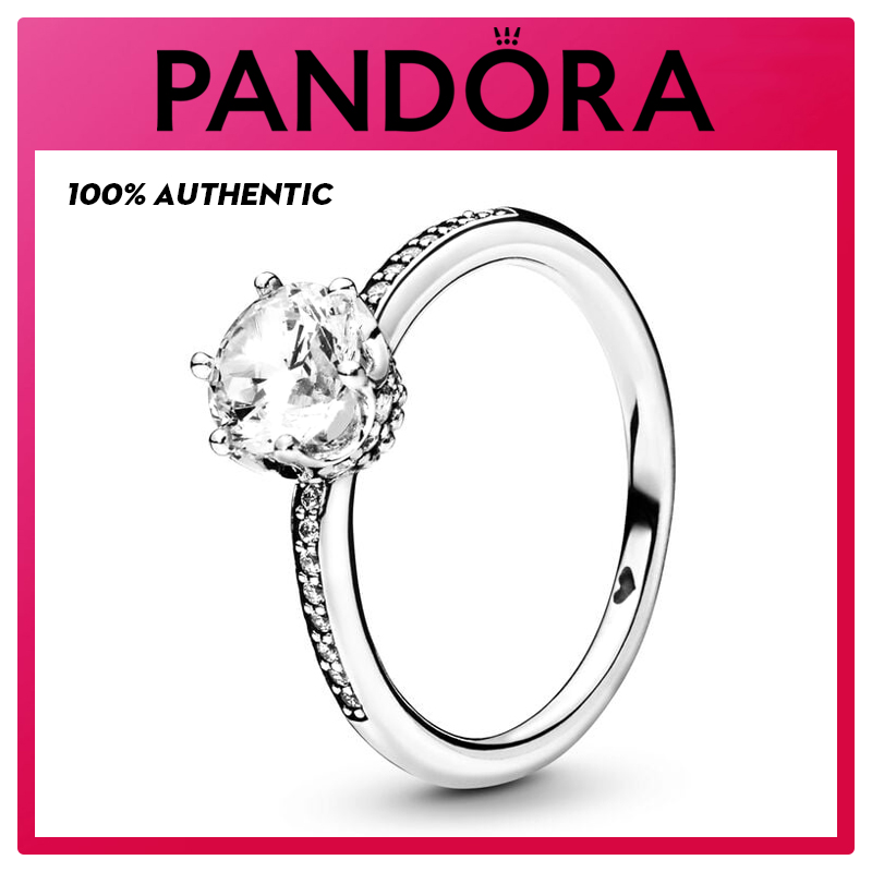 Pandora Clear Sparkling Crown Solitaire Promise Ring - Authentic