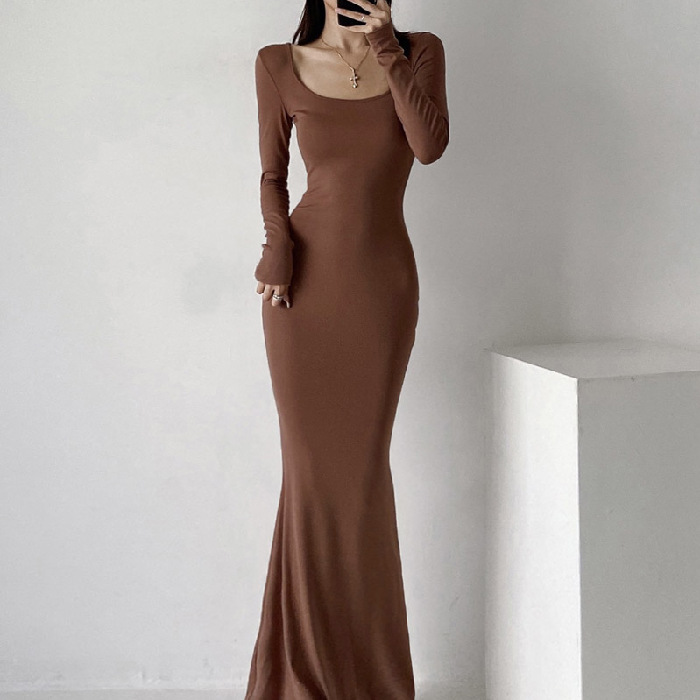 Đầm ôm cổ tròn nữ Đầm dài