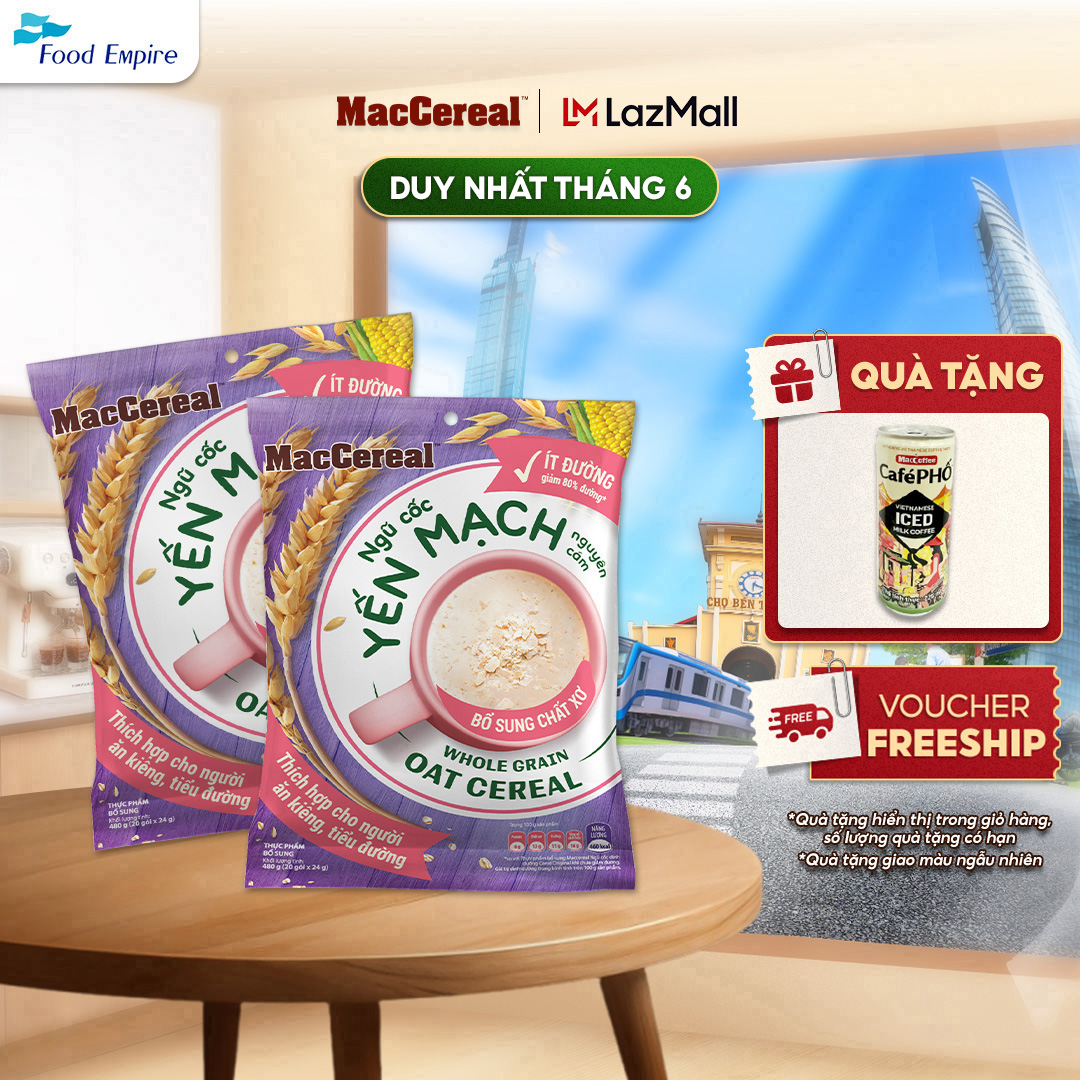 Combo 2 túi Bột Ngũ Cốc Dinh Dưỡng Ít Đường - MacCereal (túi 20 gói x 28g)