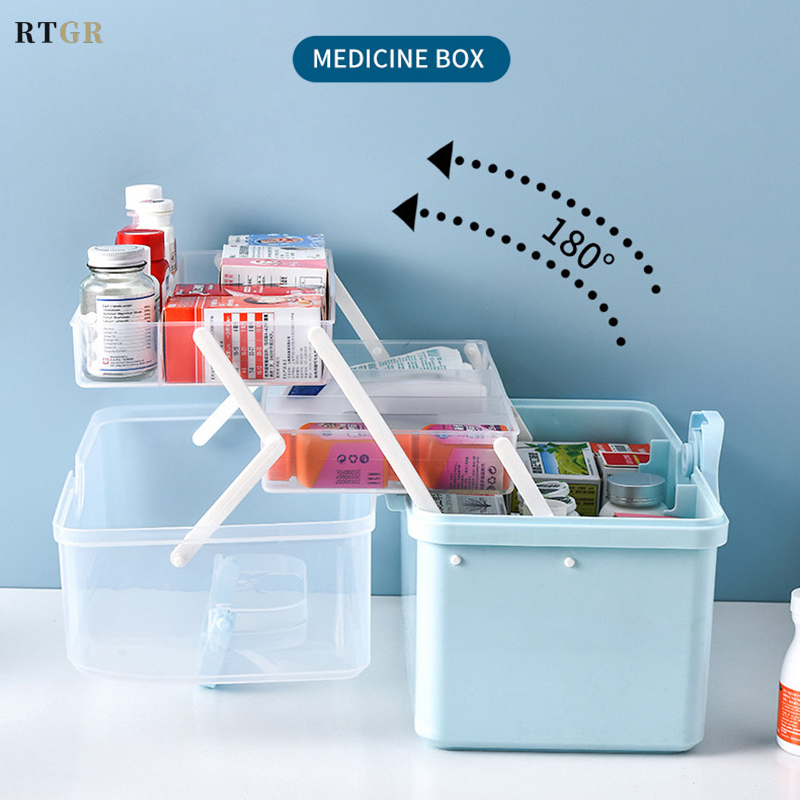 RTGR 3 2 Layer Portable First Aid Kit Storage Box Plastic Multi