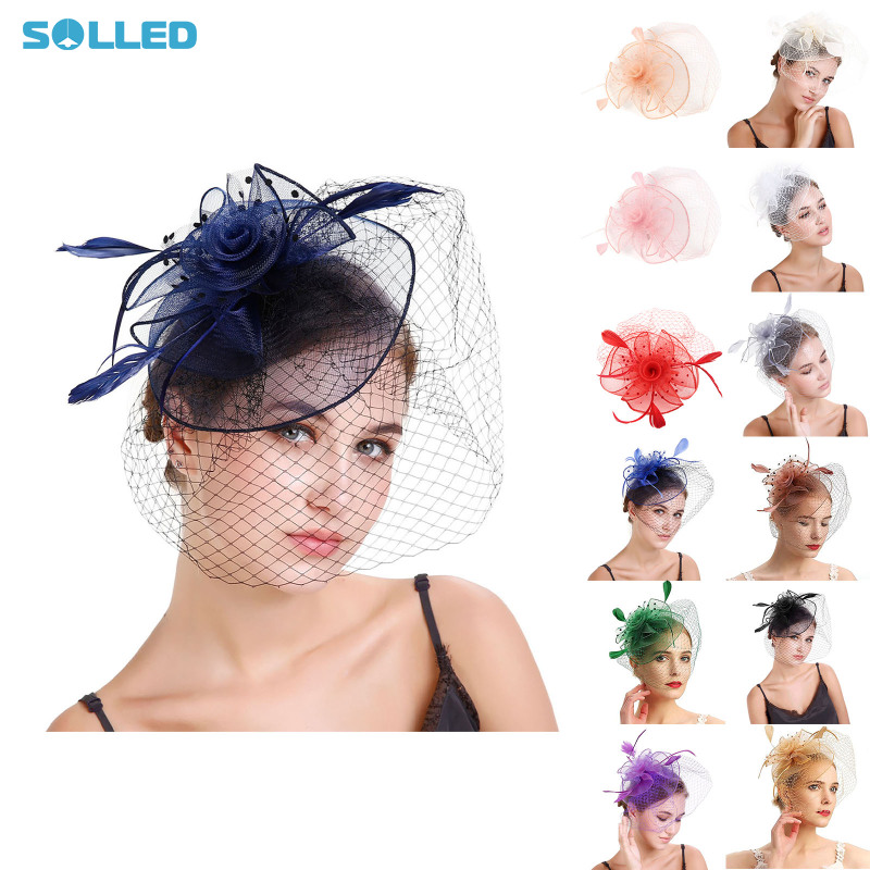 Fascinators Headbands Tea Party Mesh Hat Headband Derby Wedding Church Bridal Cocktail Feathers Hair Clip Pillbox Hat For DayTea Party Women Girls ราคา 167 บาท*ส่งฟรี
