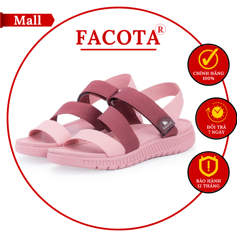 Giày sandal Facota nữ chính hãng HA08, Facota hồng phối, Sandal đi học
